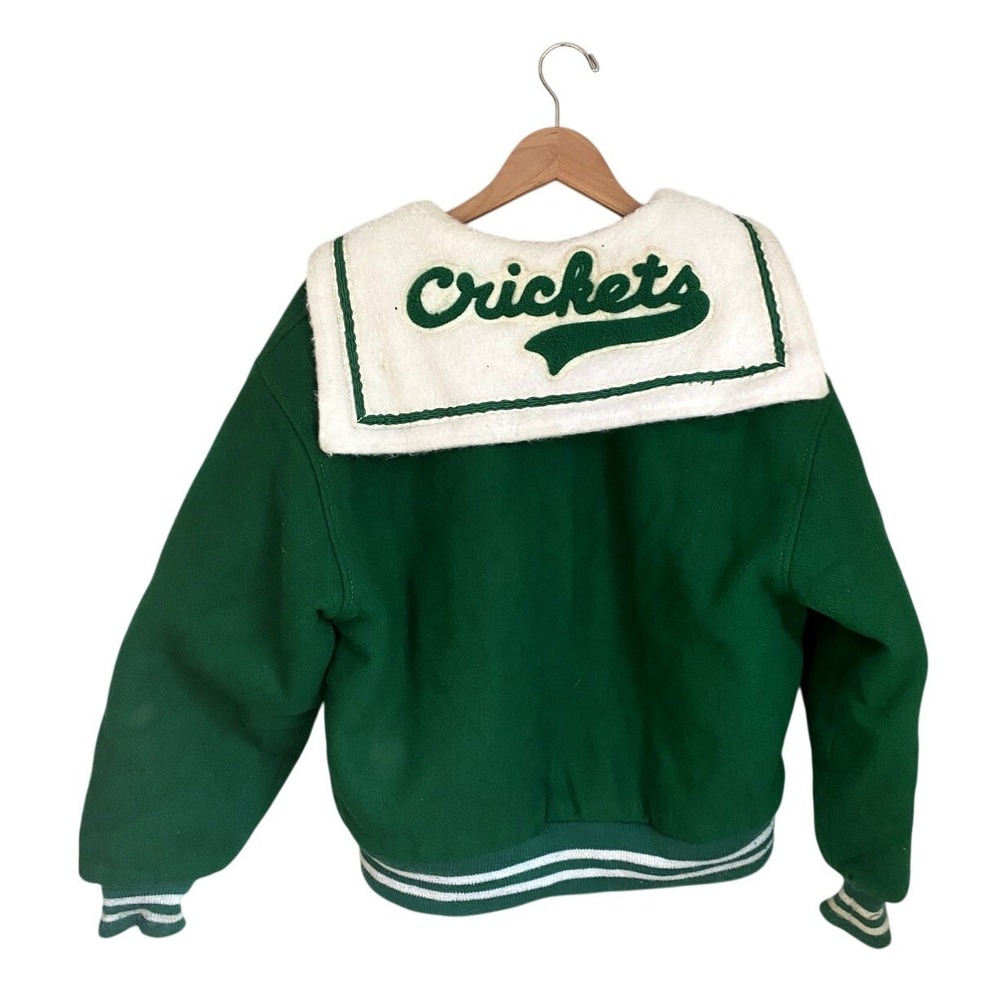 Vintage Crickets Quilted Green Varsity Letterman Jacket 44 Sportscore Preppy 60s